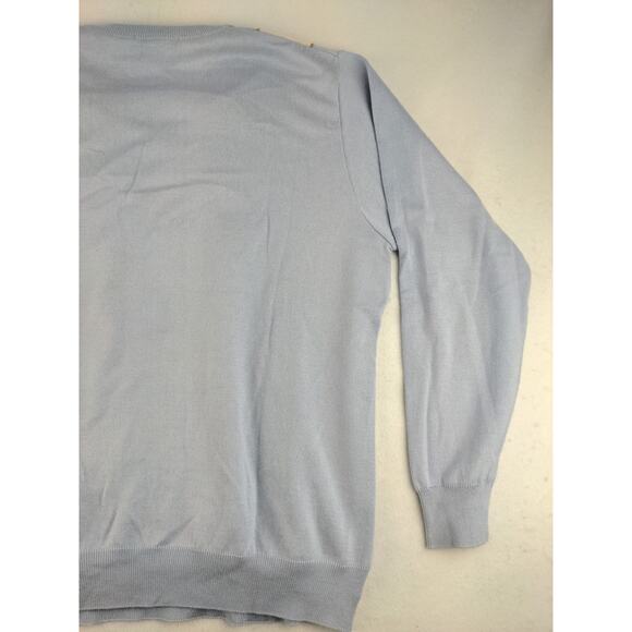 Mens Montechiaro V Neck Sweater Size M Pullover Blue Gray & Cream Made in Italy - Picture 9 of 12